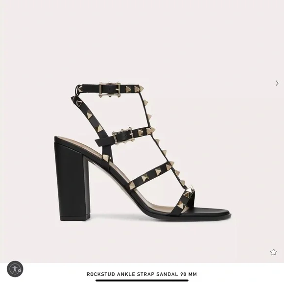 Valentino Black Heels ROCKSTUD ANKLE STRAP SANDAL 90 MM - Picture 2 of 11